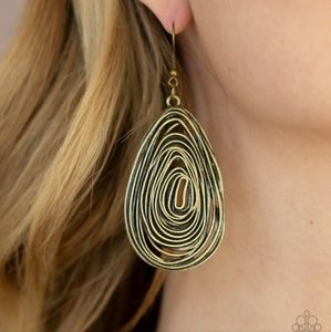 NWT Paparazzi- Rural Ripples - Rustic Brass Teardrop Earrings
